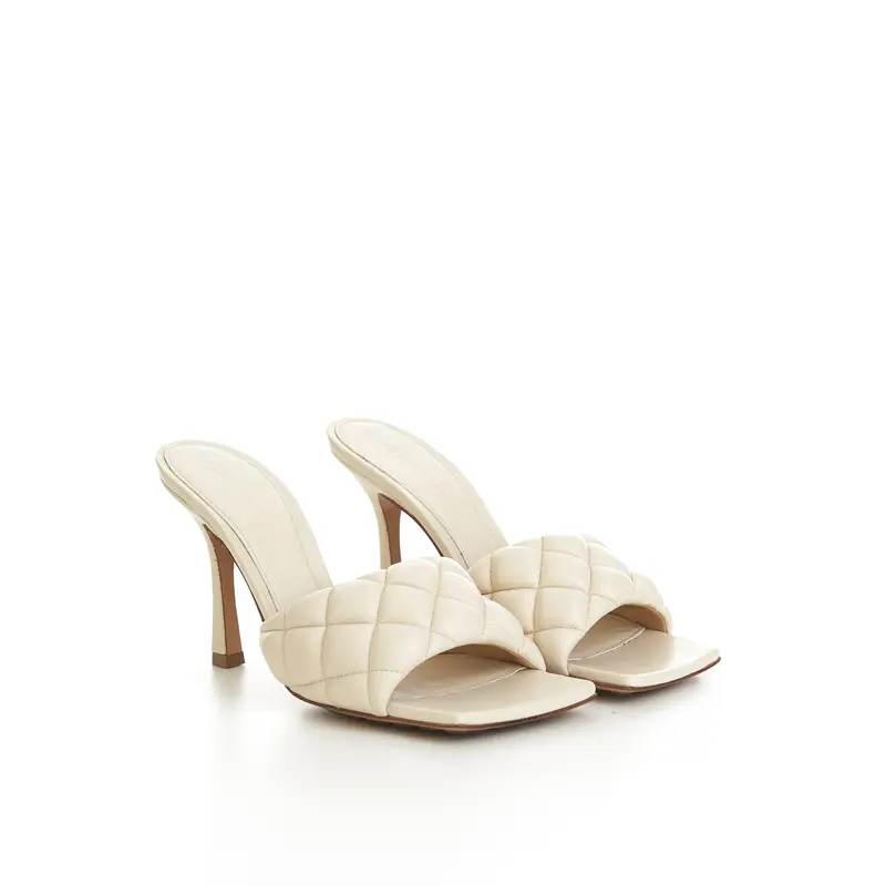 Padded Mules In Seasalt White Quilted Leather