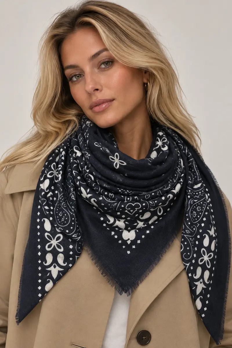 Paisley sjaal navy