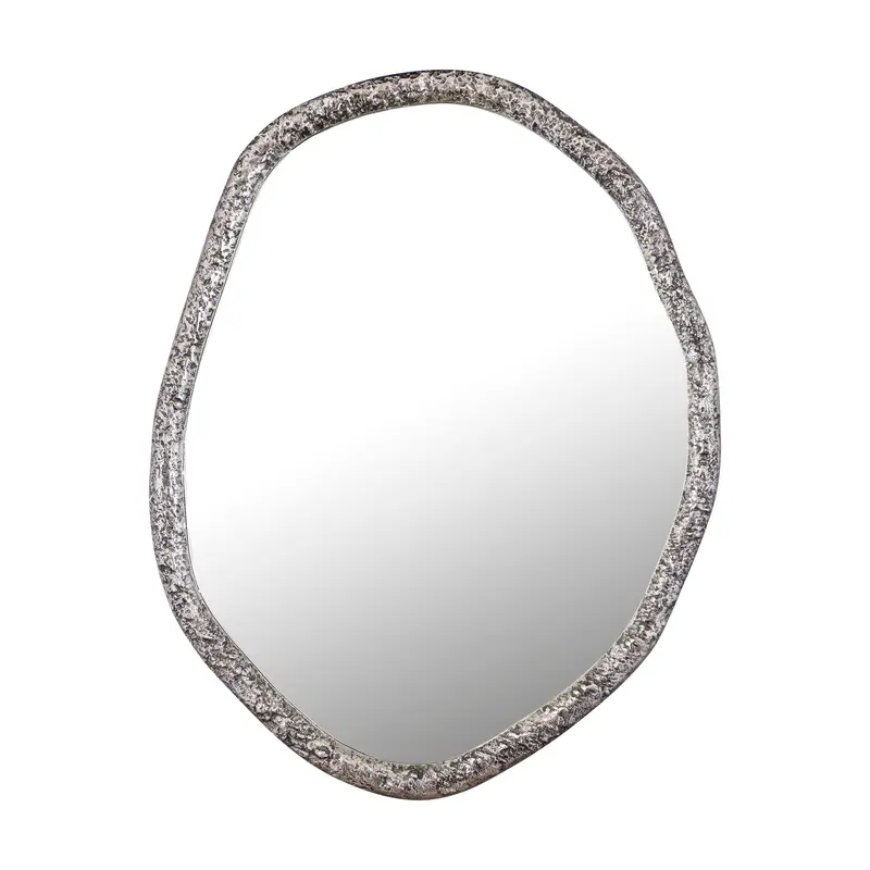 Paislie Nickel Organic Shaped Mirror Round PTMD