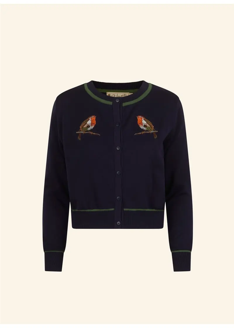 Palava Vera Embroidered Robins Cardigan Navy