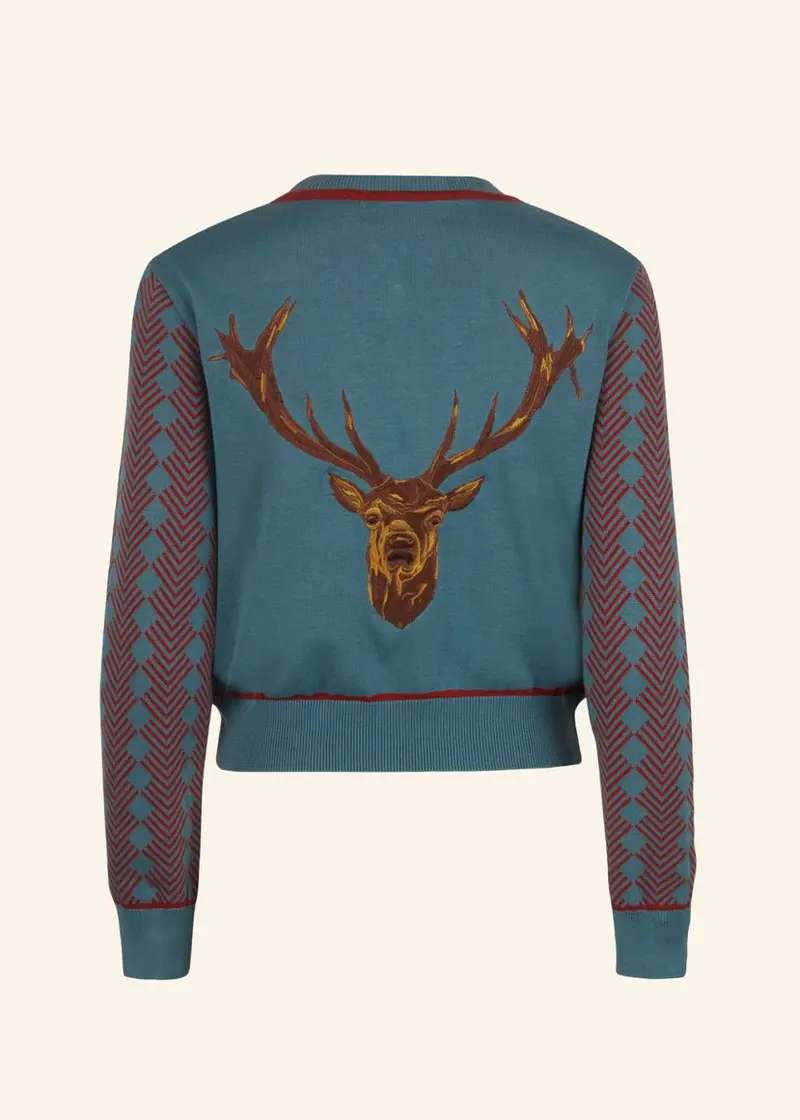 Palava Vera Embroidered Stag Cardigan Mineral