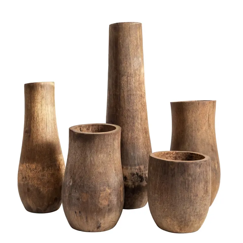 Palmhouten Potten Jamez Luxe Set van 5 PTMD