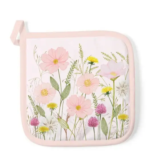 Pannenlap Pastel Flowers roze 20x20cm