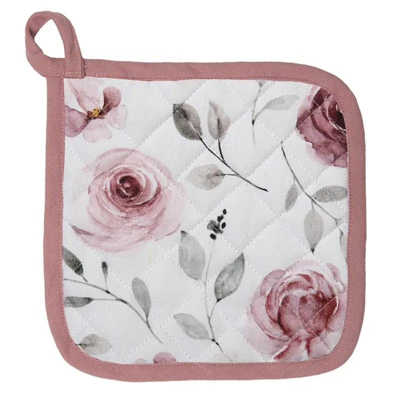 Pannenlap Rozen wit roze 20x20cm