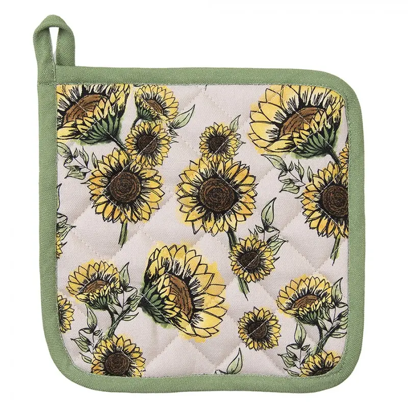 Pannenlap Zonnebloemen beige geel 20x20cm