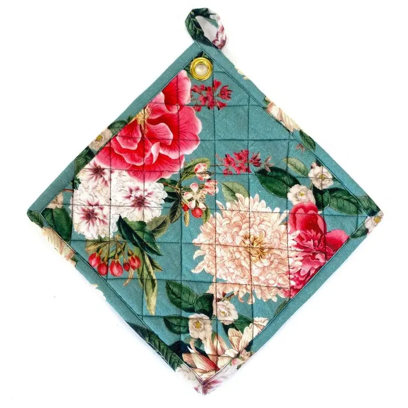 Pannenlappen set-van-2 Janne aqua 25x25cm