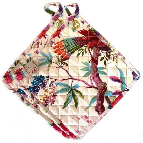 Pannenlappen set-van-2 Paradise ecru 25x25cm
