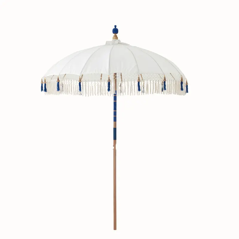 Parasol Flavie Hout/Katoen Ecru/Blauw J-Line