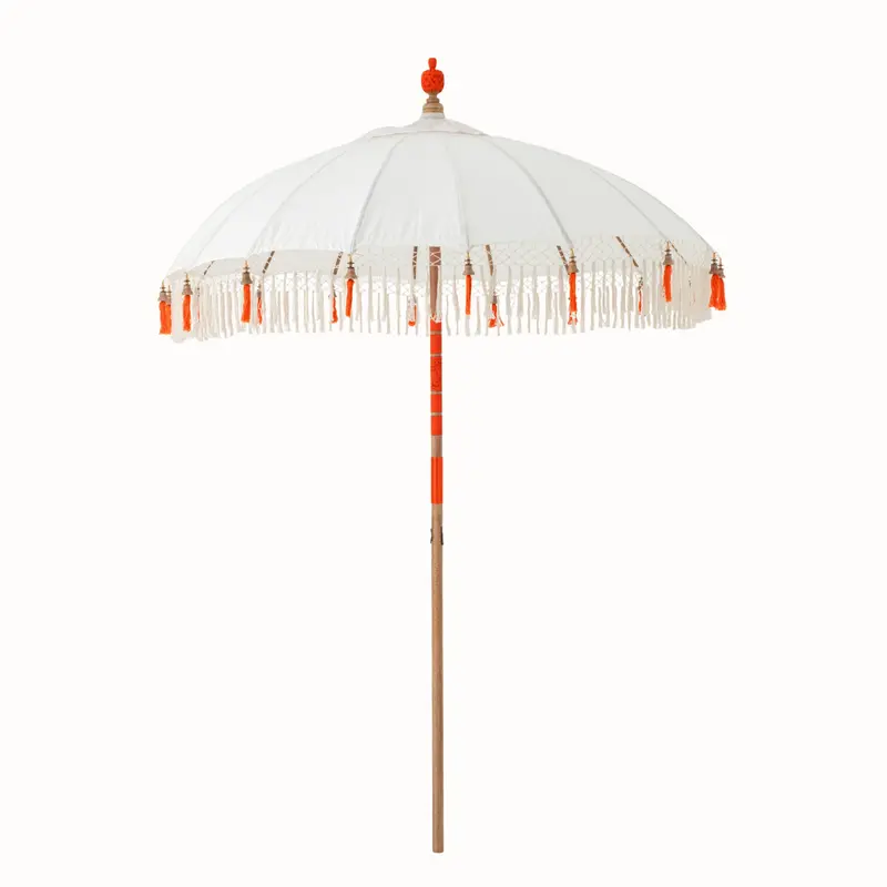 Parasol Flavie Hout/Katoen Ecru/Oranje J-Line