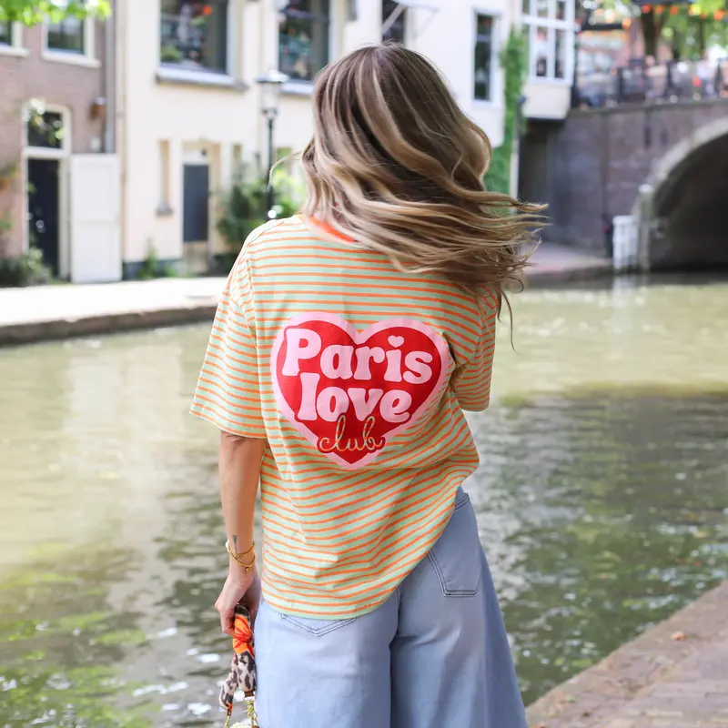Paris love tee groen oranje