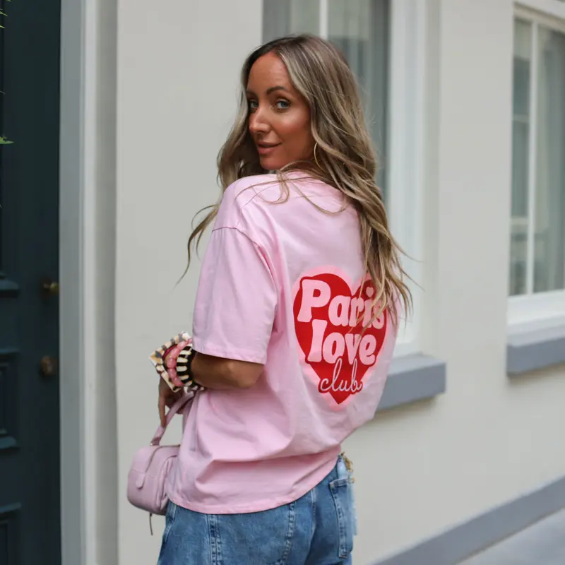 Paris Love tee roze