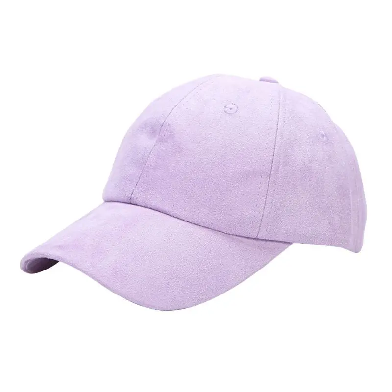 Pastel Color Suede Baseball Cap