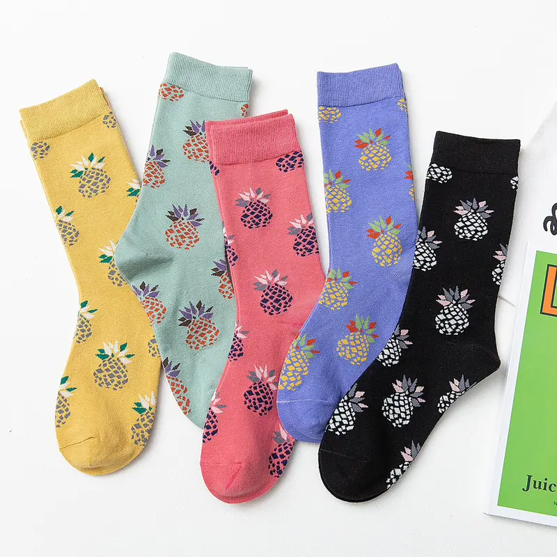 Pastel Pineapple Crew Socks (5 Colours)
