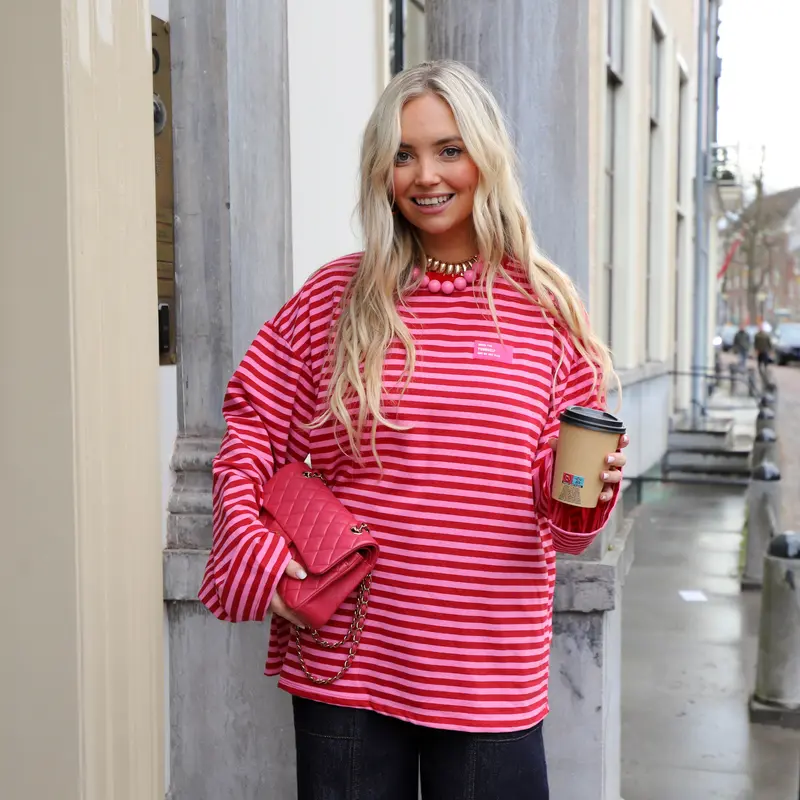Patch shirt roze rood