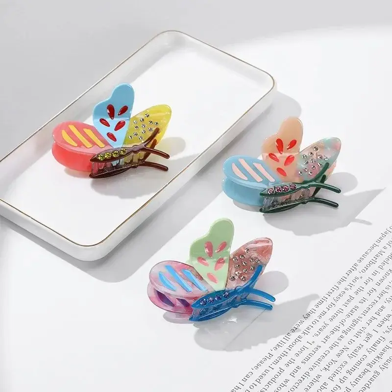 Patchwork Butterfly Acrylic Hair Claw Clip (3 Colours)