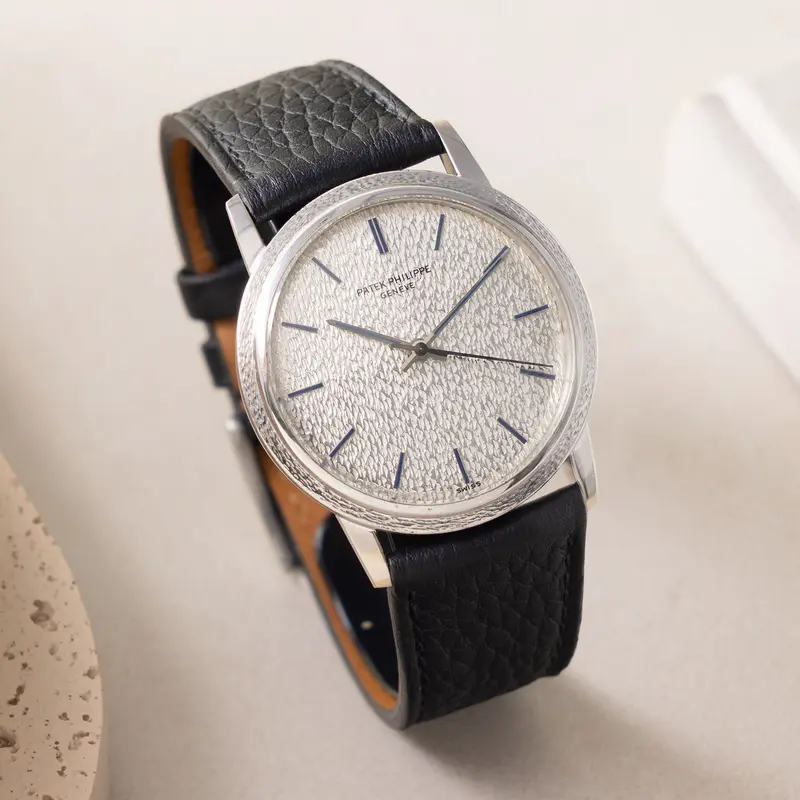 Patek Philippe Calatrava 3569G Hammered Dial in 18k White Gold Back Winder
