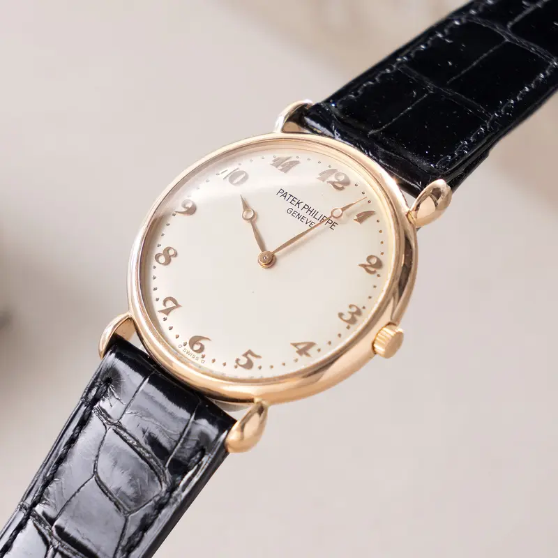 Patek Philippe Calatrava Rose Gold Silver Dial Breguet Numerals Ref 3820 with Box and Original Certificate of Origin