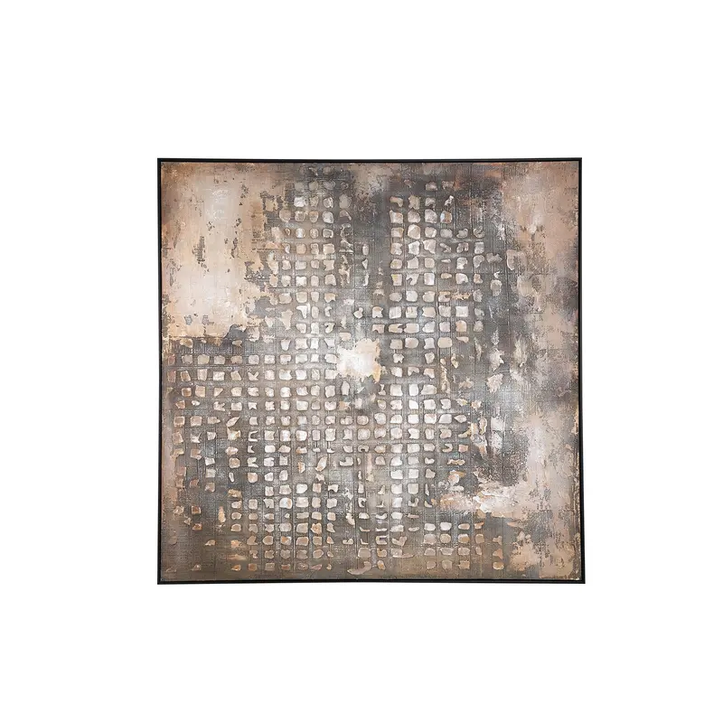 Pathe Brown Canvas Painting Rough Pattern Square PTMD