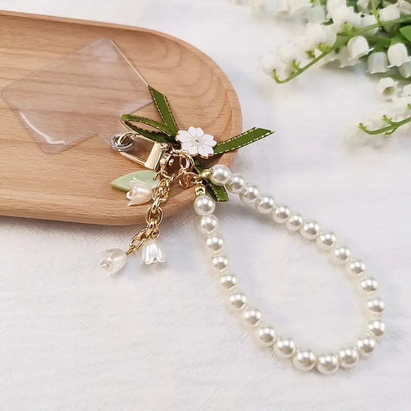Pearlescent Lilies Clip On Wrist Strap