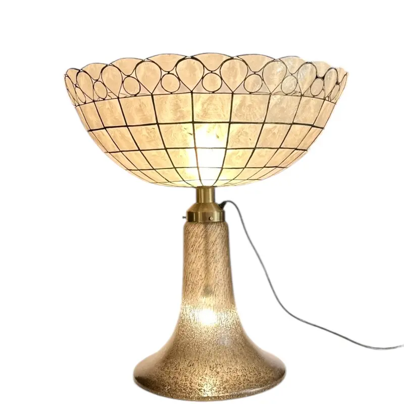 Peill & Putzler Tafellamp met Vintage Schelpen kap, Duitsland 1970s