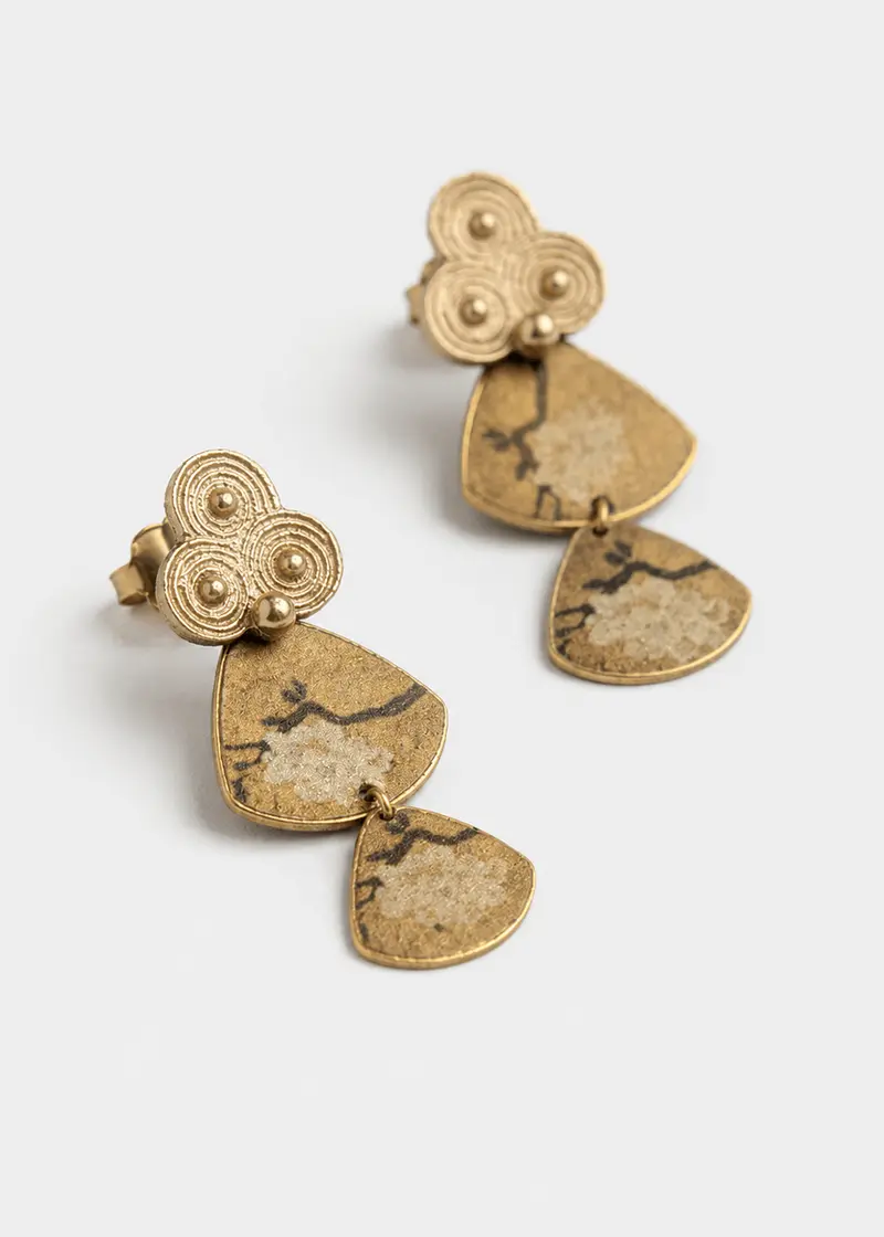 Perchéno Hampi Earrings Red Gold