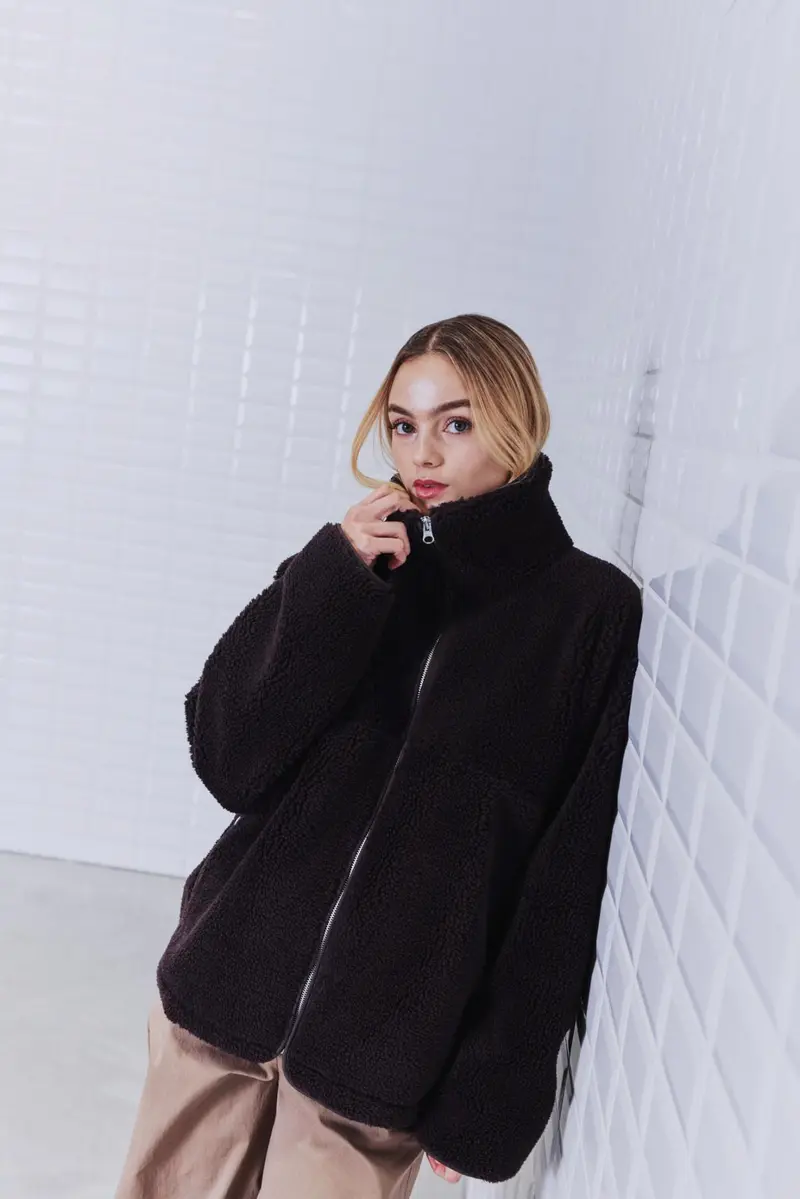 Pernille Pile jacket 0629 Dark Brown