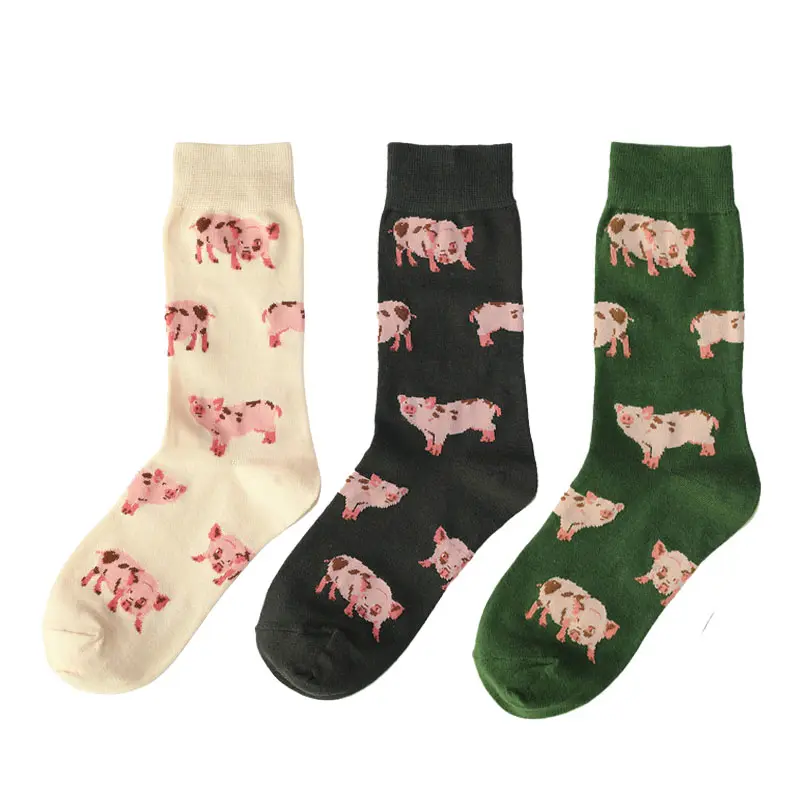 Piglet Pattern Crew Socks (3 Colours)