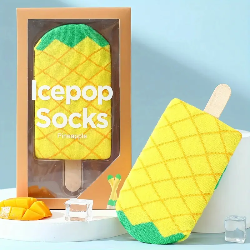 Pineapple Ice Pop Crew Socks Gift Box