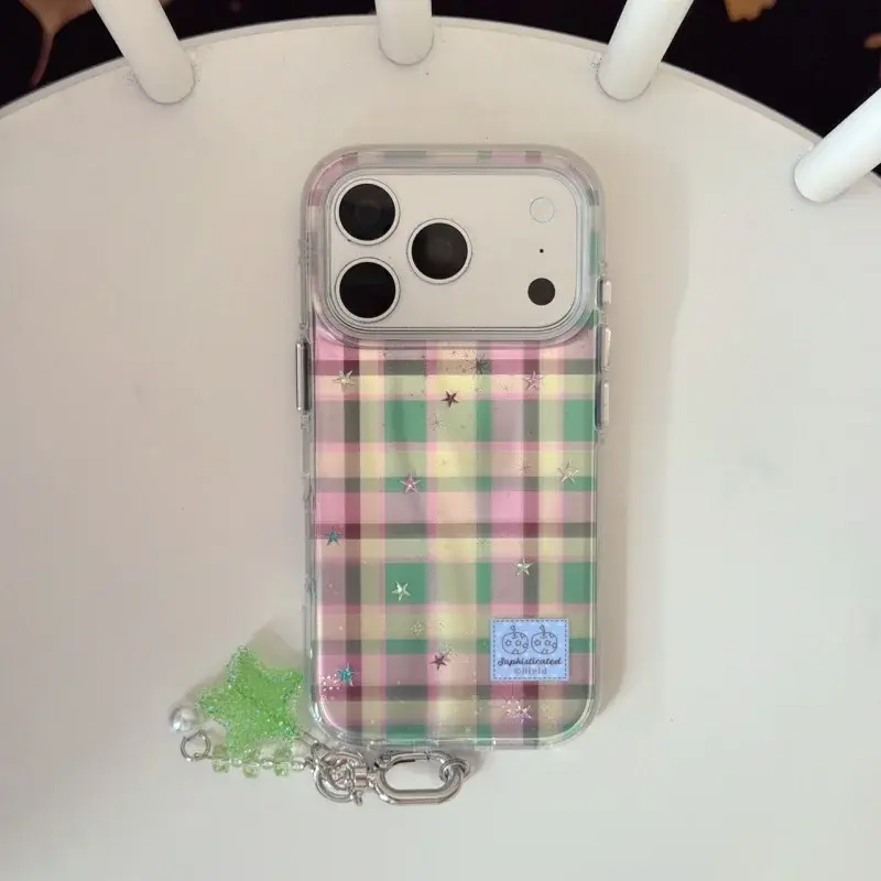 Pink and Green Plaid iPhone Case