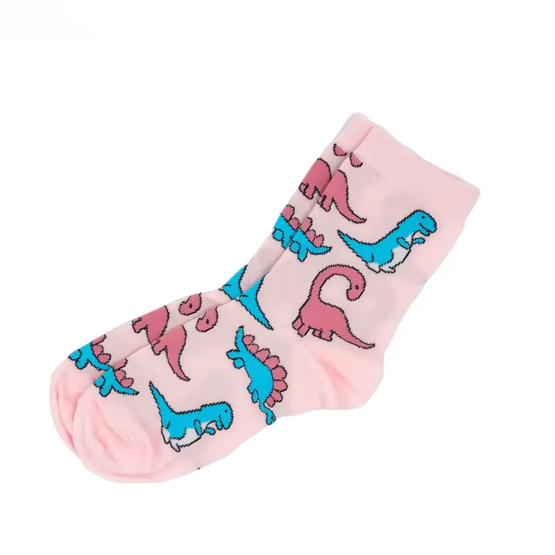 Pink Dinosaur Crew Socks