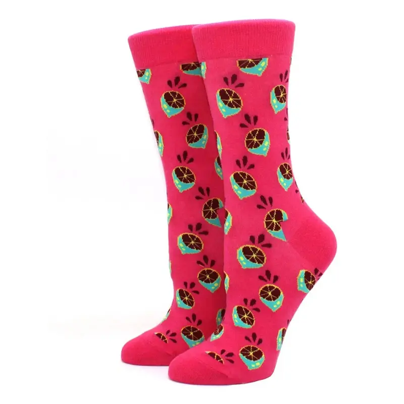 Pink Lemon Crew Socks