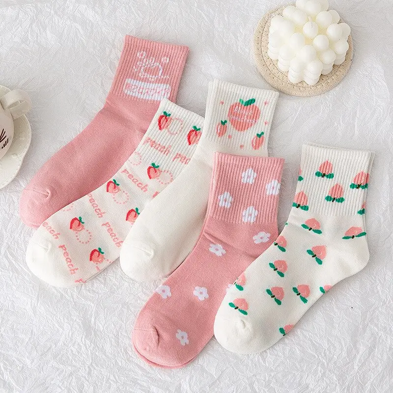 Pink Peach Party Crew Socks (7 Designs)