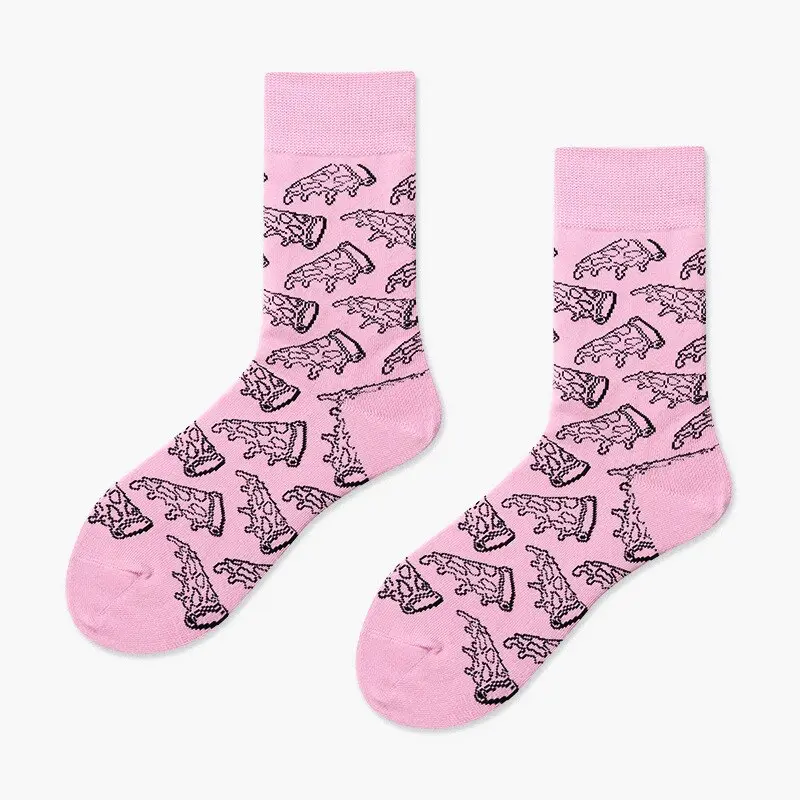 Pink Pizza Crew Socks