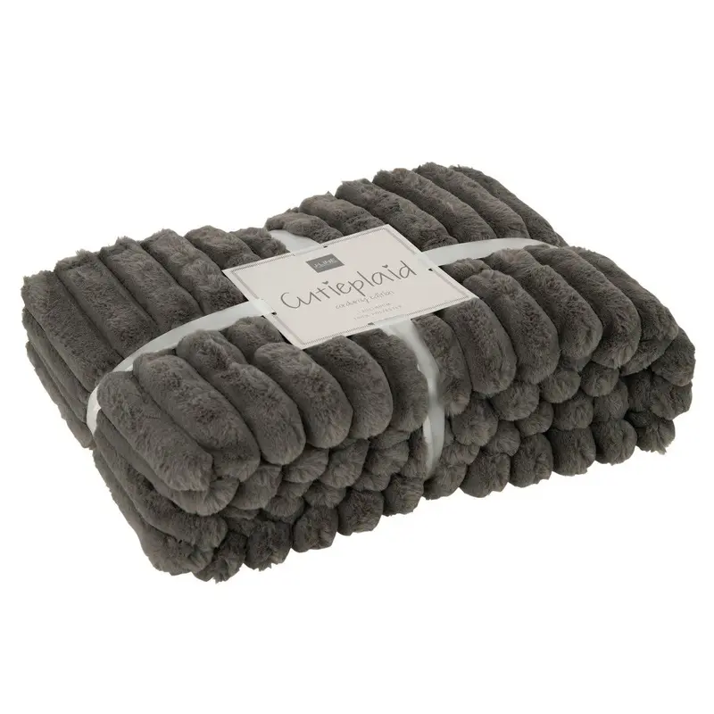 Plaid Corduroy Polyester Donkergrijs 180x130cm
