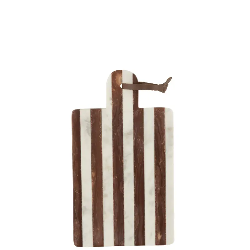 Plank Rechthoekig Streep Marmer Wit/Bruin Small