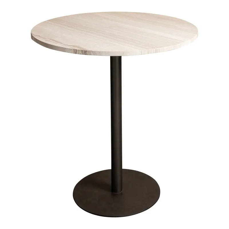 Plaza Bistrotable Round White Marble Taupe Base PTMD