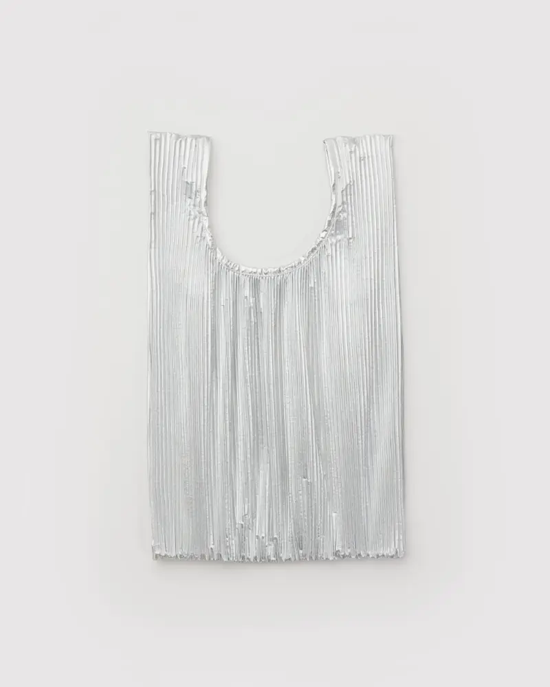 Pleated Reusable Bag - Chrome Metallic