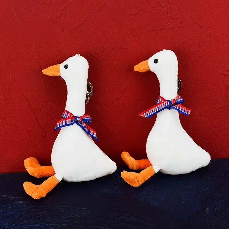 Plush Bow Goose Keychain