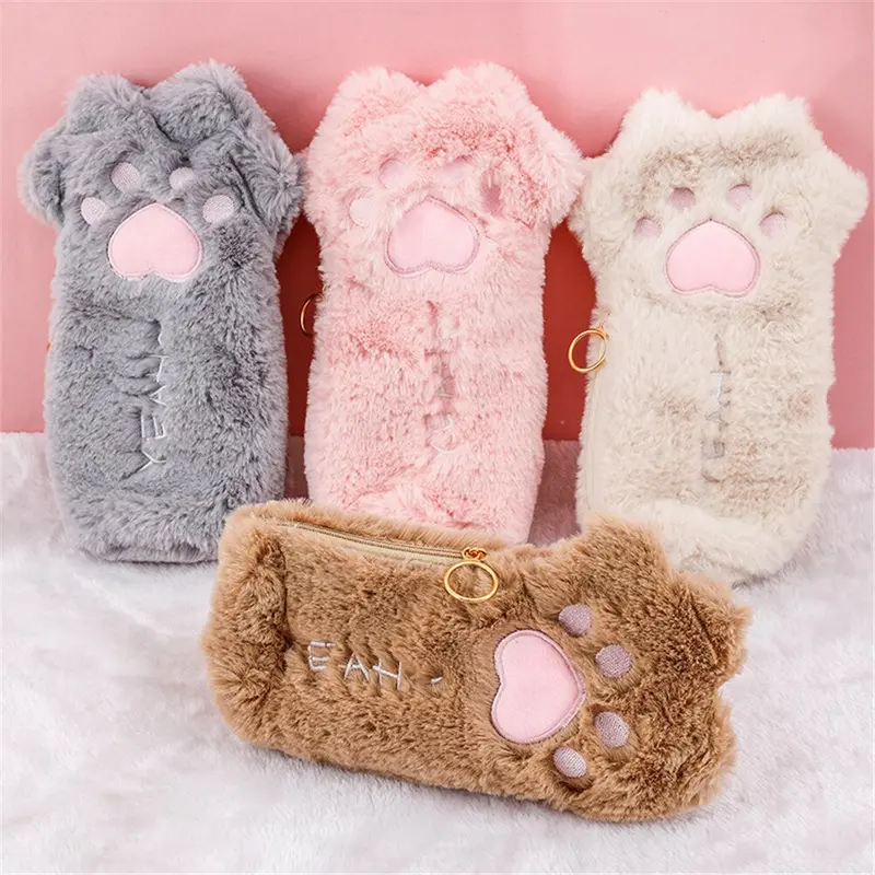 Plush Cat Paw Zipper Pouch (4 Colours)
