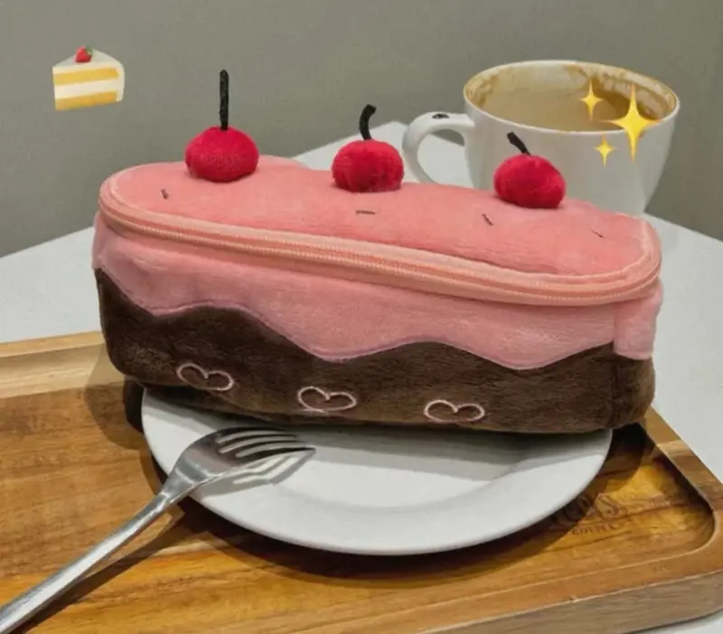 Plush Cherry Cake Pencil Case