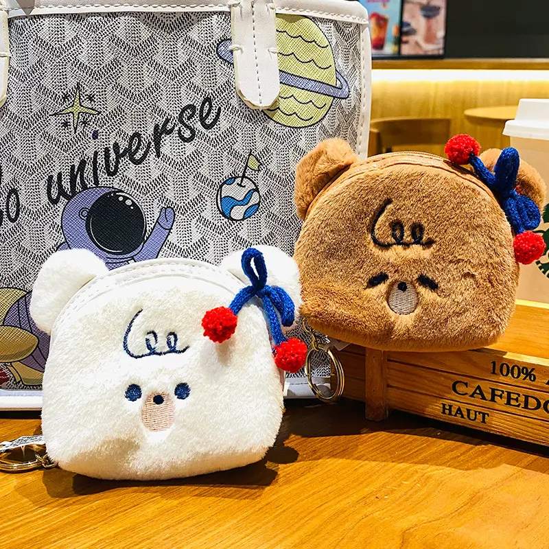 Plush Teddy Bear Face Zipper Pouch (2 Designs)