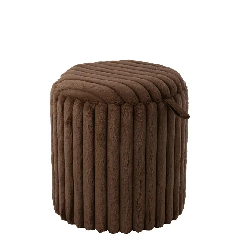 Poef + Deksel Geribbeld Mdf Bruin J-Line