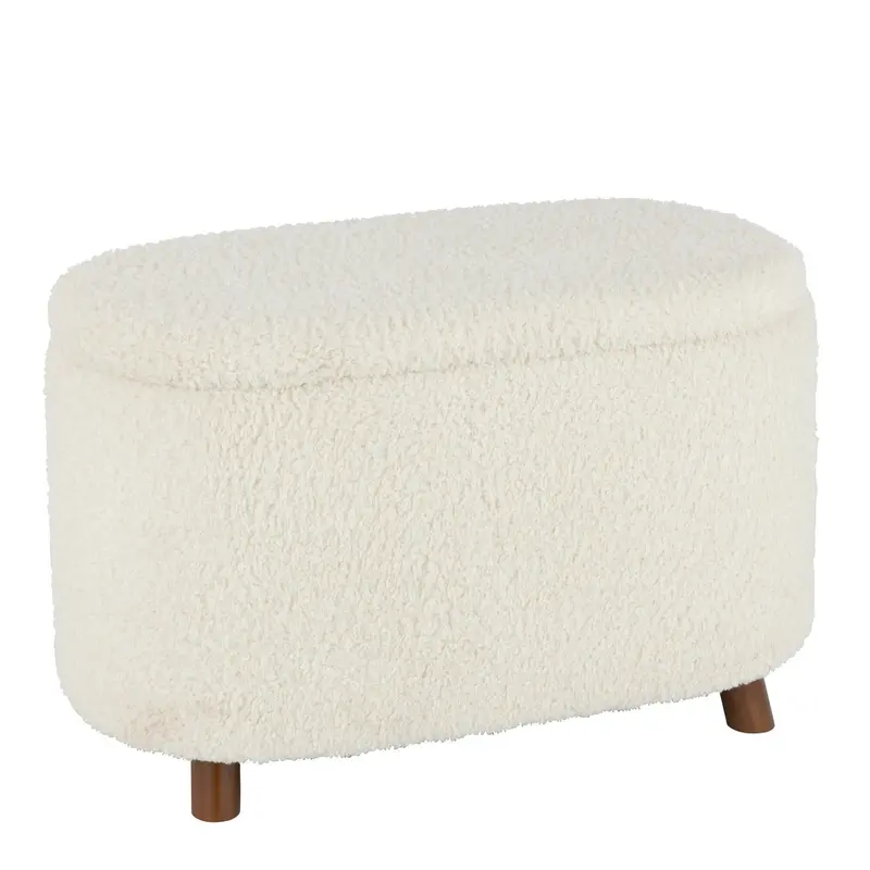 Poef Opslag Teddy Polyester WitJ-Line