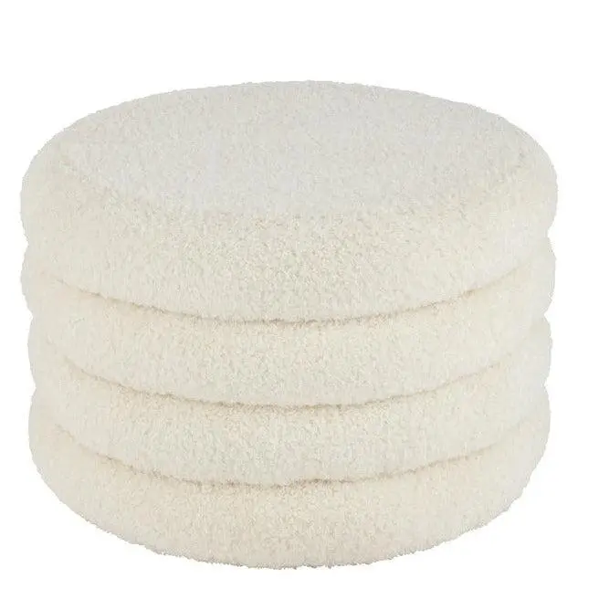 Poef Rond Teddy Polyester Wit J-Line