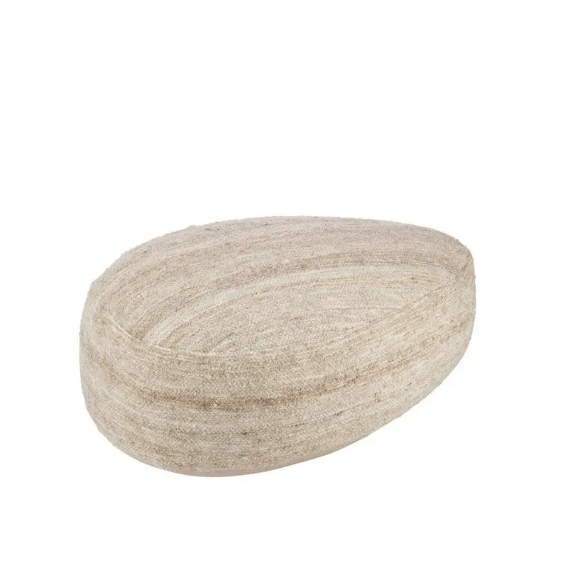 Poef Steen Tweekleurig Weefsel Wol Beige J-Line