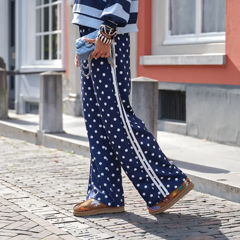 Polkadot stippen broek navy ecru