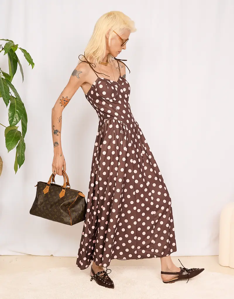 Polkadot strappy midi dress