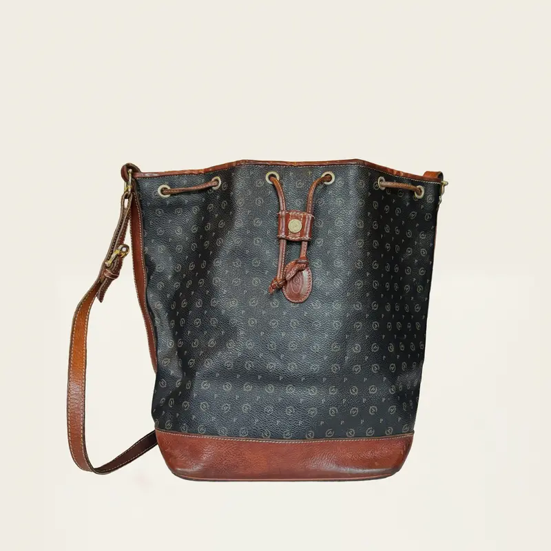 Pollini bucket tas bruin leer