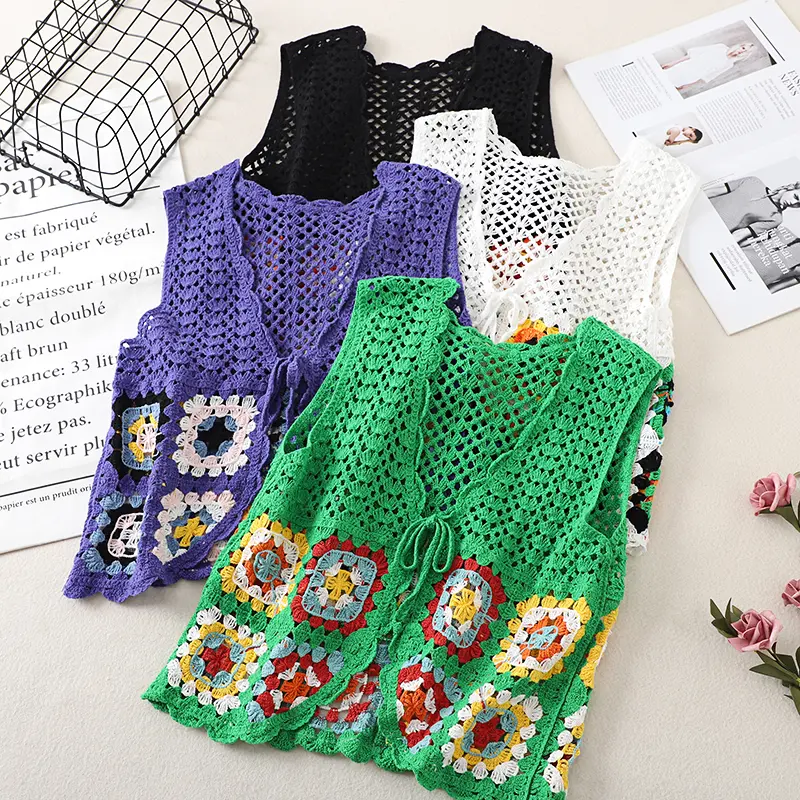 Pop Colour Crochet Flower Vest (4 Colours)