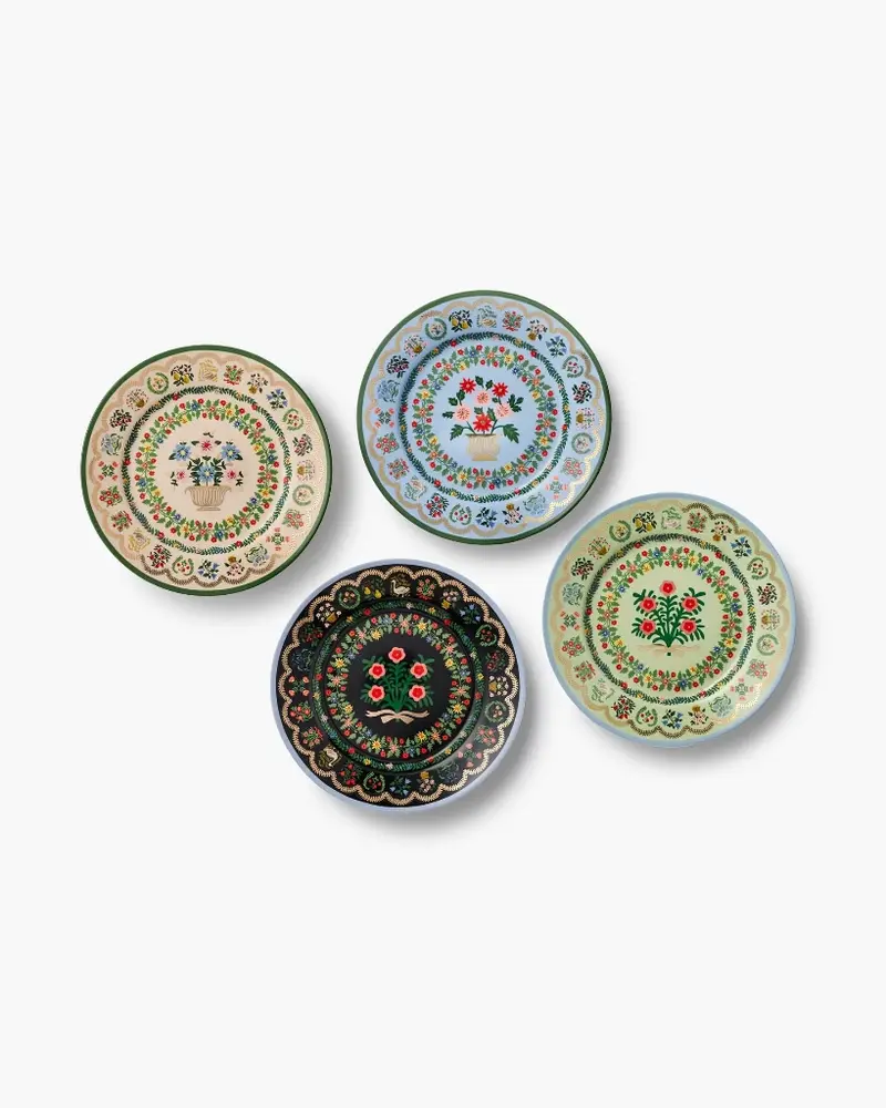 Porcelain Dessert Plate Set - Rosette
